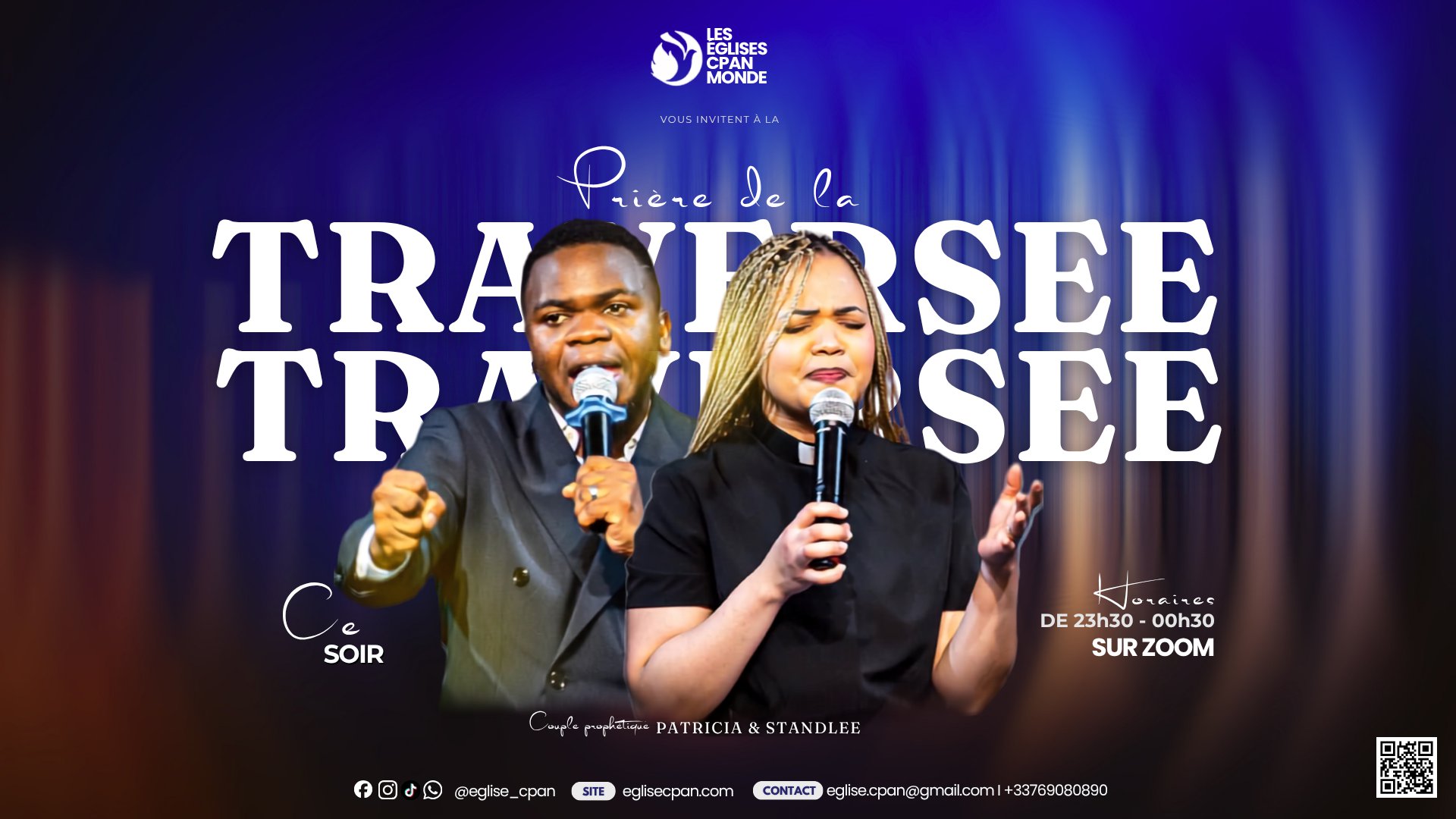 Flyer — Crossing Prayer, tonight from 11:30 PM to 12:30 AM on Zoom